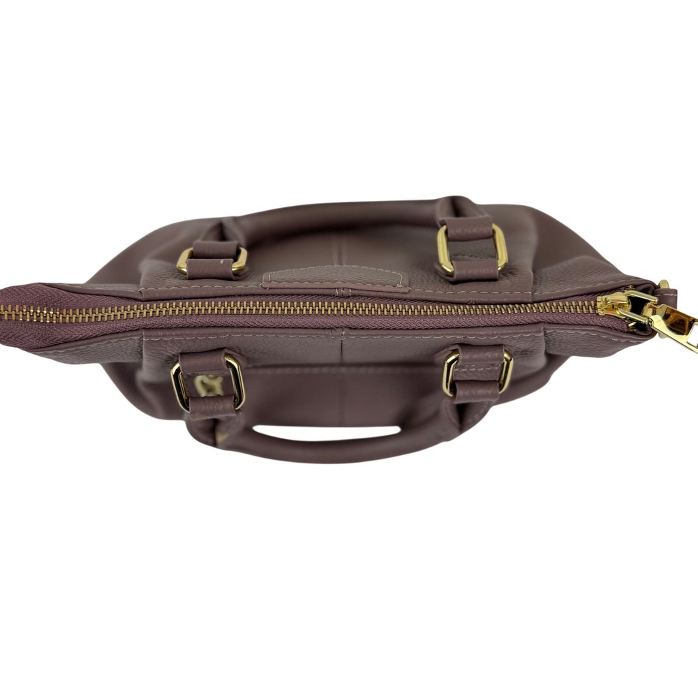 Mauve Purple Pebbled Leather Satchel Handbag Chic Classic Minimalist - Picture 9 of 16